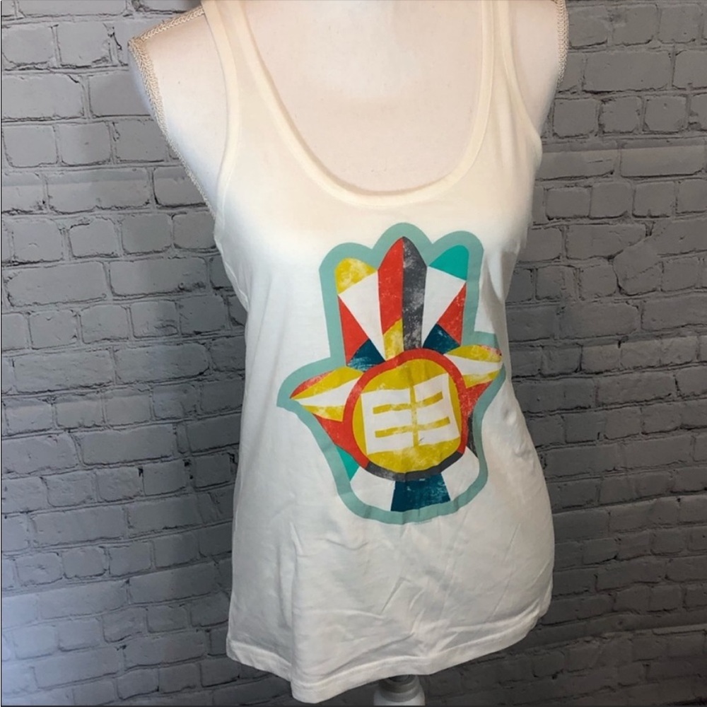 EMBLEM 3 White Racerback Tank Top-Large